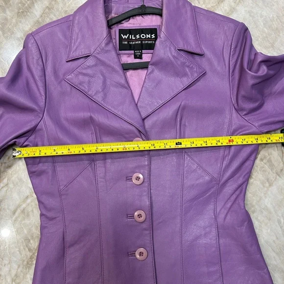 Vintage Pelle Studio Lilac Leather Blazer Womens S | Lambskin by Wilsons The Lea - Picture 9 of 9